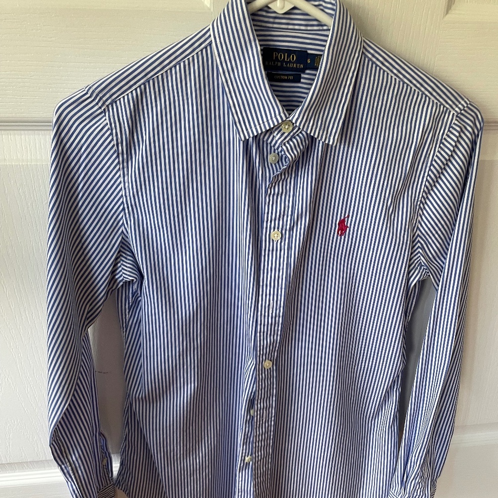 Women's Polo Ralph Lauren blue and white stripe Long Sleeve Blouse